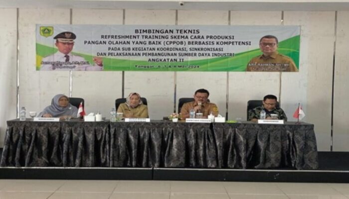 Disperdagin Adakan Kegiatan Bimtek Refreshment Training Skema Cara Produksi Pangan Olahan Yang Baik (CPPOB)